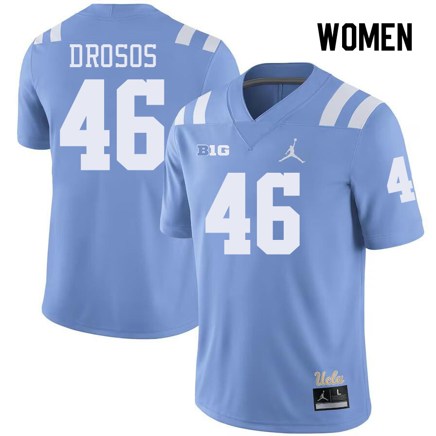 Women #46 Travis Drosos UCLA Bruins College Football Jerseys Stitched-Power Blue